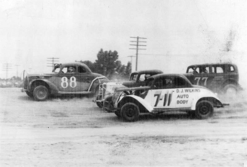 Racers jocking for position during a race.