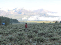 Morning view from camp toward Big Black Dome Mountain