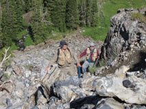 Ron Dearlove and Oliver climbing the trail to Green Lake