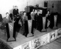 Stibnite Bond Dance, December 9, 1944. From left to right - Obie Snow, Wally Nelson, Roger McMurry, Bernice Snow, Homer Shaw, Eleanor Bartlett