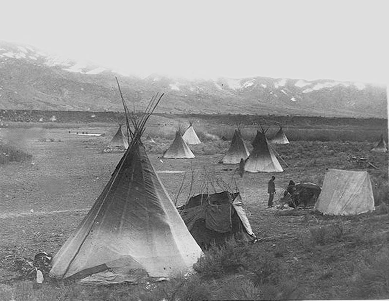1882, Shoshone and Bannock tipis before Pocatello, Idaho was established