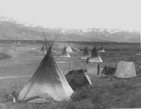 1882, Shoshone and Bannock tipis before Pocatello, Idaho was established