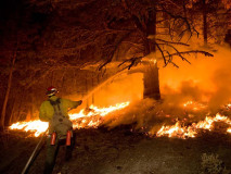 Trinity Ridge Fire, Pine and Featherville, Idaho, Boise National Forest, August, 2012; Burn operation to protect Featherville