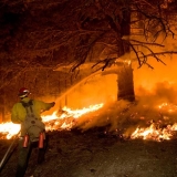 Trinity Ridge Fire, Pine and Featherville, Idaho, Boise National Forest, August, 2012; Burn operation to protect Featherville