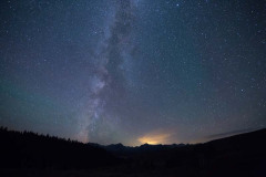 Idaho, South central, Stanley. The milky way over the Sawtooth range as viewed from the Boulder Mountains in summer.