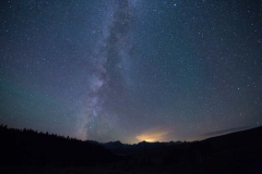 Idaho, South central, Stanley. The milky way over the Sawtooth range as viewed from the Boulder Mountains in summer.