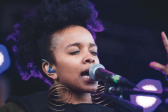 Jamila Woods performs on the main stage during the final day of Treefort Music Fest on Sunday March 25, 2018.